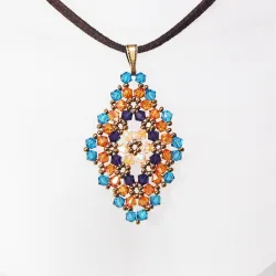 Pendant 40cm - Talia Rhombus M-Chocolate Suedine - Pendant 40cm - Laiton bronze